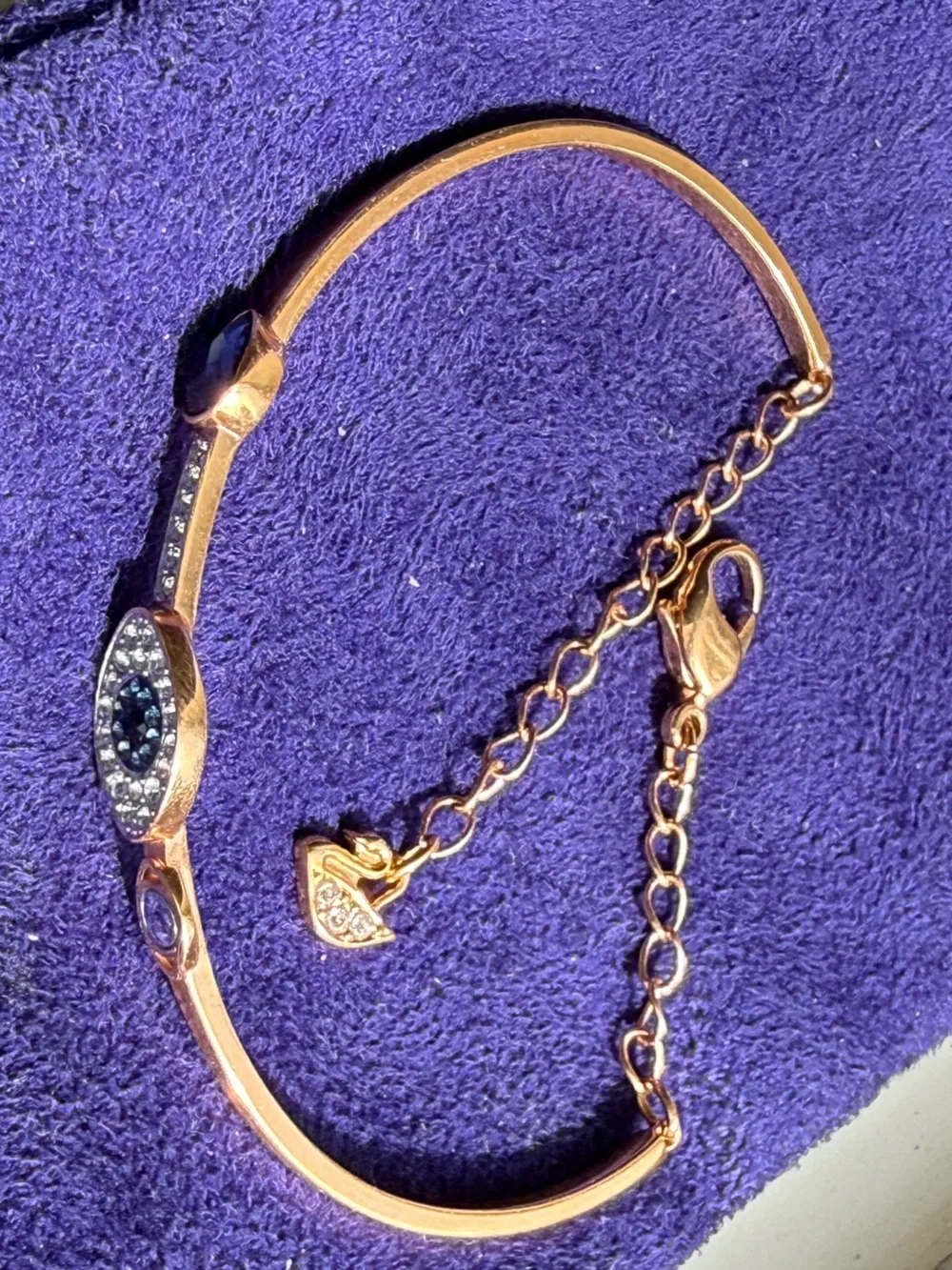 Swarovski Rose Gold Duo Evil Eye Bangle Bracelet